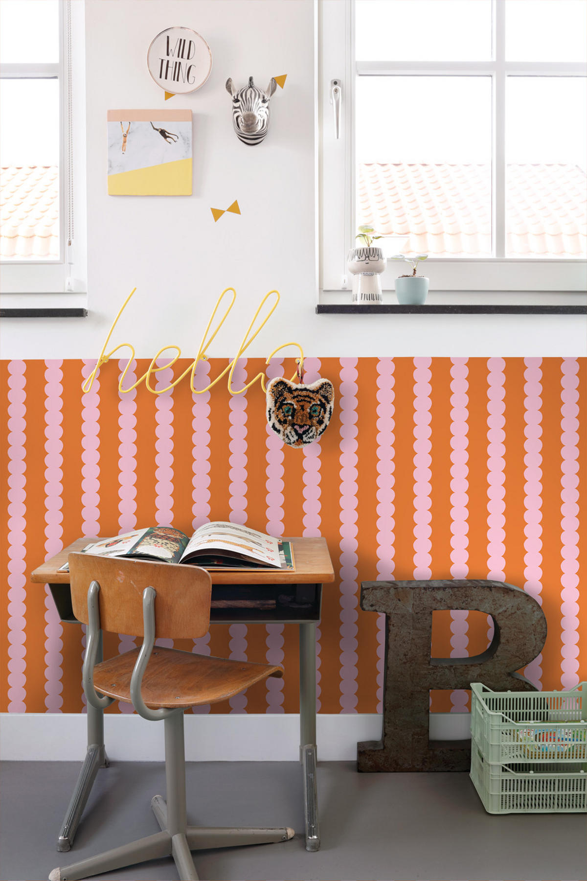 TAPETE grafisches Muster 0.53 x 10.05 m - Pink, Papier (53/1000cm) - ESTAhome