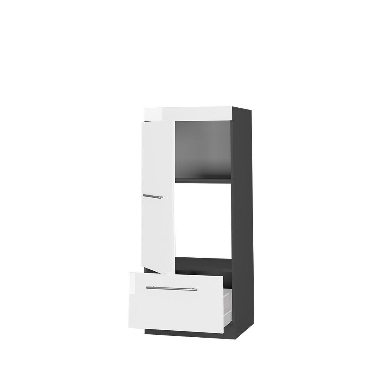 MIKROWELLENSCHRANK Fame-Line Weiß Hochglanz 60 cm - Weiß Hochglanz/Anthrazit, Holzwerkstoff (60/153.6/58.1cm) - Vicco