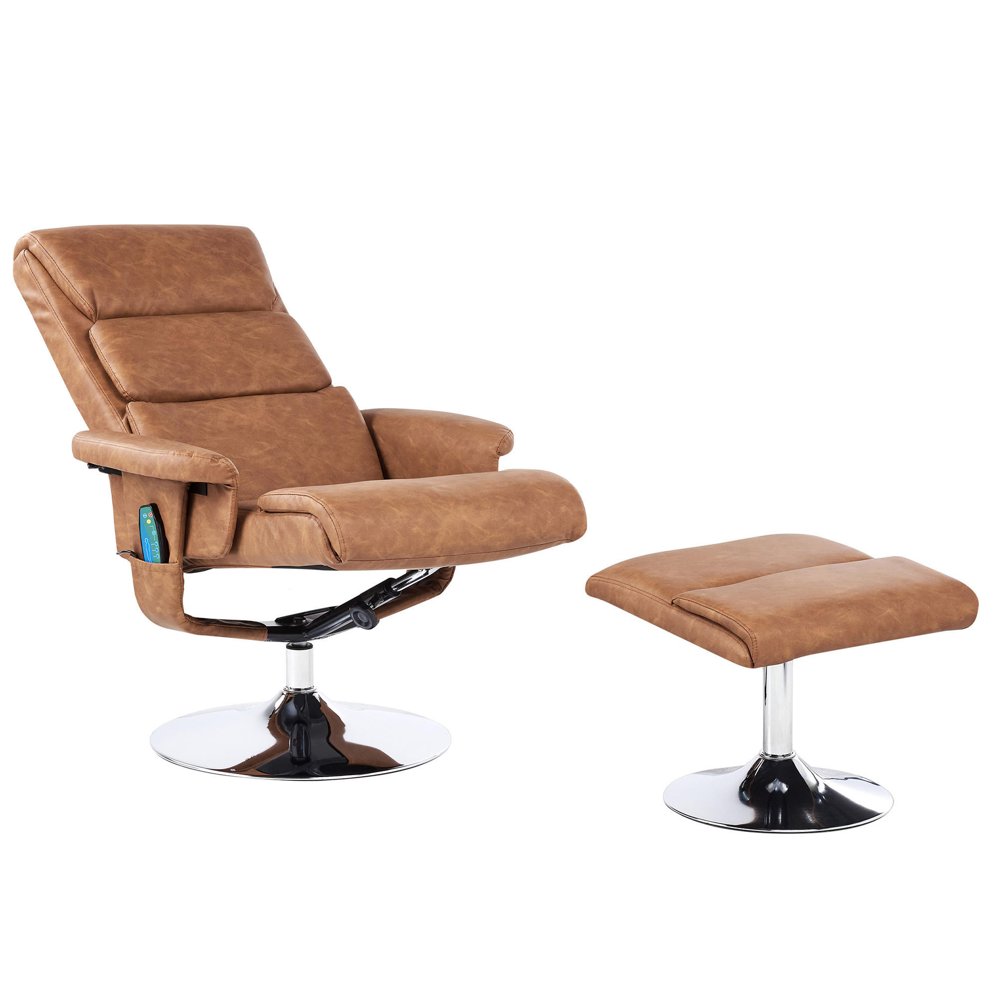 MASSAGESTUHL mit Fußstütze Kunstleder Braun Legend - Braun, Kunststoff (76/103/78cm) - Beliani