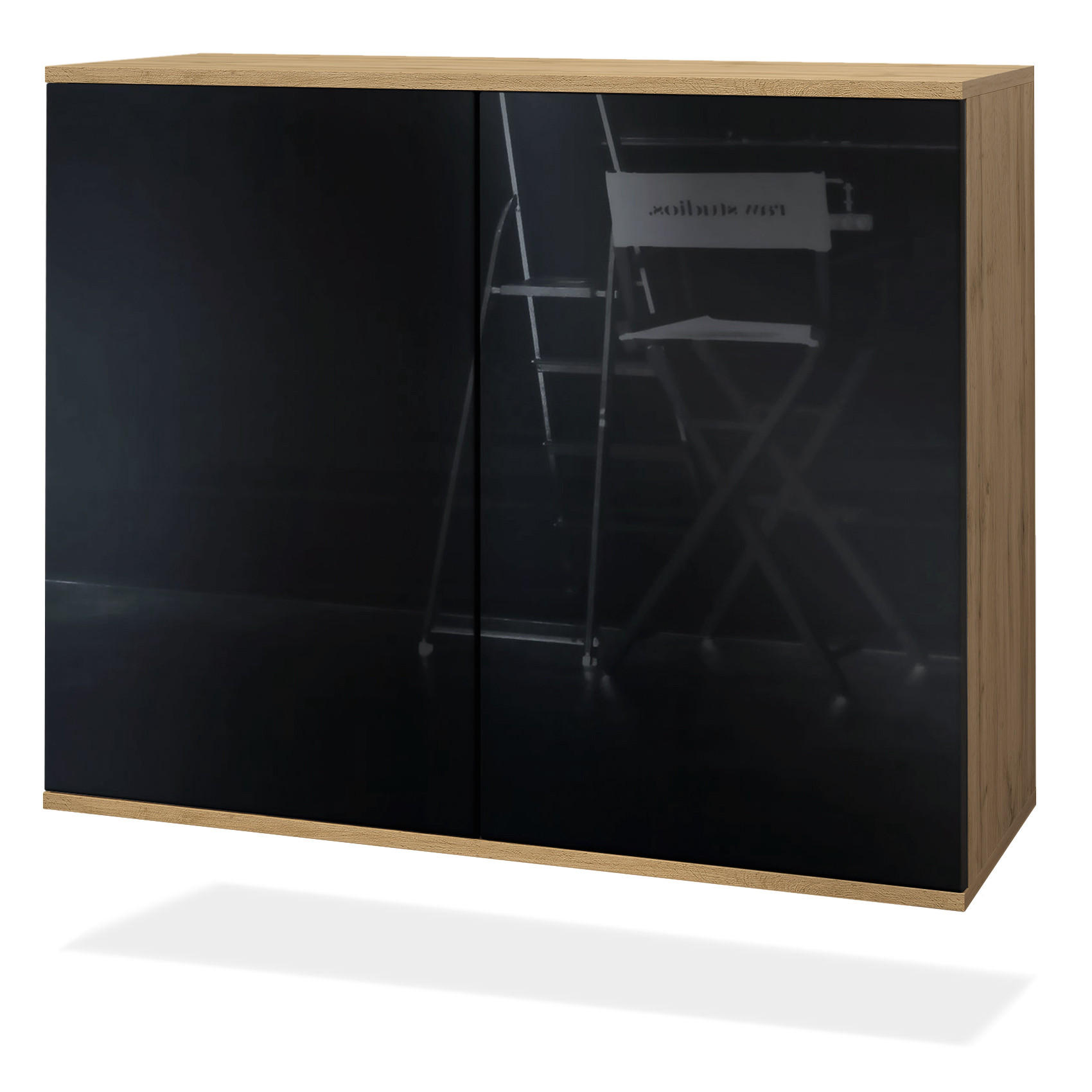 Vladon Kommode Schwarz Hochglanz 92.5x73.5x35 cm
