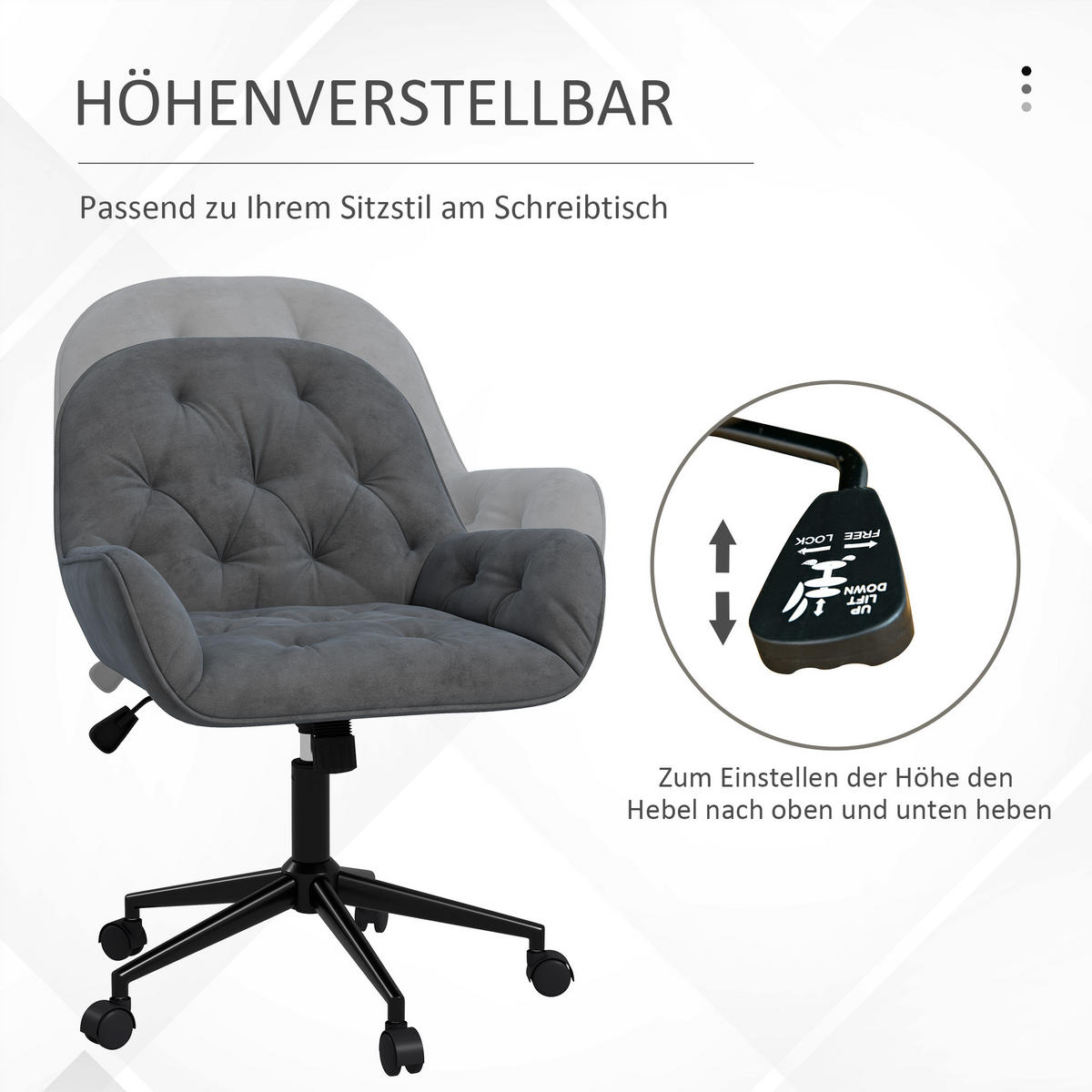 BÜROSTUHL, Polyester, Dunkelgrau - Dunkelgrau, Kunststoff (61/91/60cm) - Vinsetto