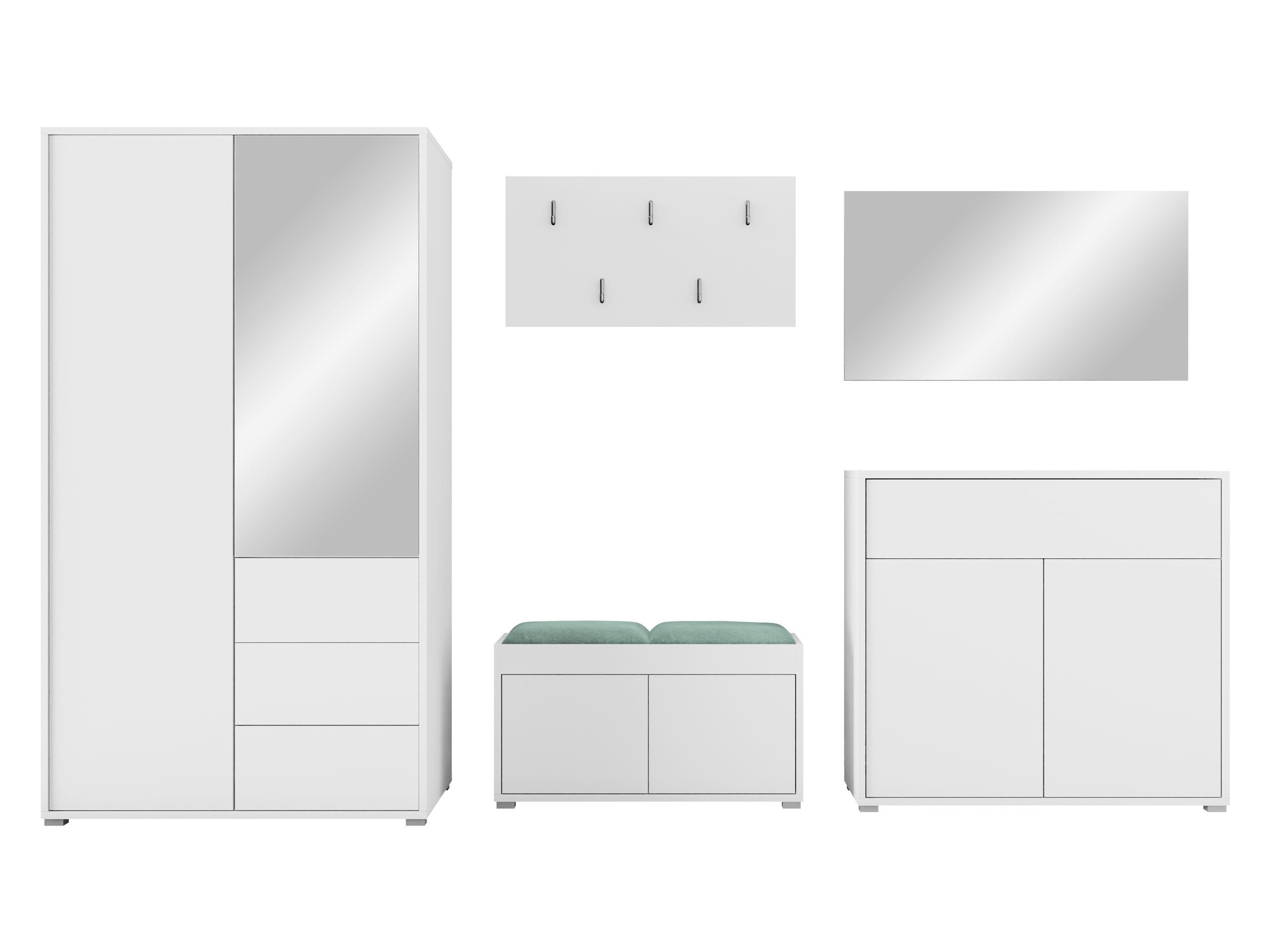 GARDEROBEN-SET Gesita V - Silberfarben/Weiß, Holzwerkstoff/Kunststoff (100/178/59cm) - MIRJAN24