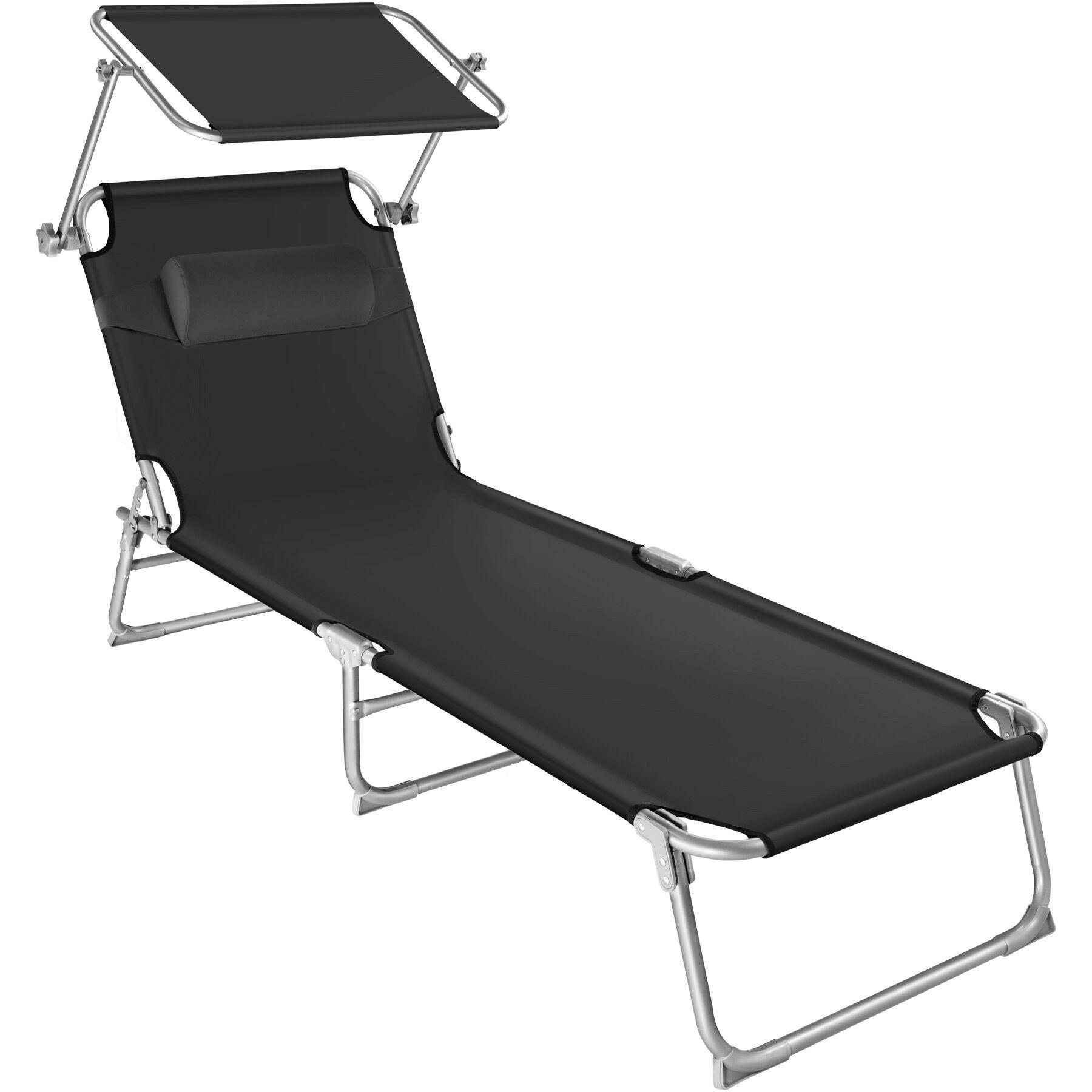 GARTENLIEGE Chloé,190 x 68 x 65 cm,schwarz - Schwarz, Kunststoff (68/65/190cm) - tectake