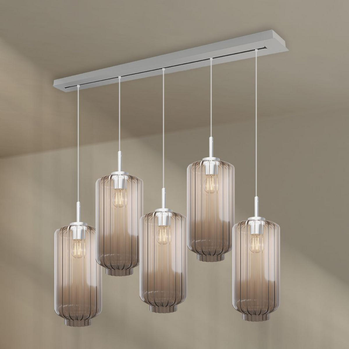 HÄNGELEUCHTE Velo 5-flammig Klar Ø 18cm - Klar/Weiß, Glas (18/18/33cm) - s.luce