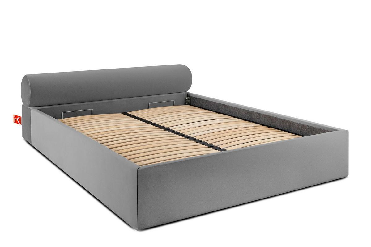 POLSTERBETT LUNEO - Hellgrau/Schwarz, Holz/Holzwerkstoff (162/204cm) - KONSIMO®