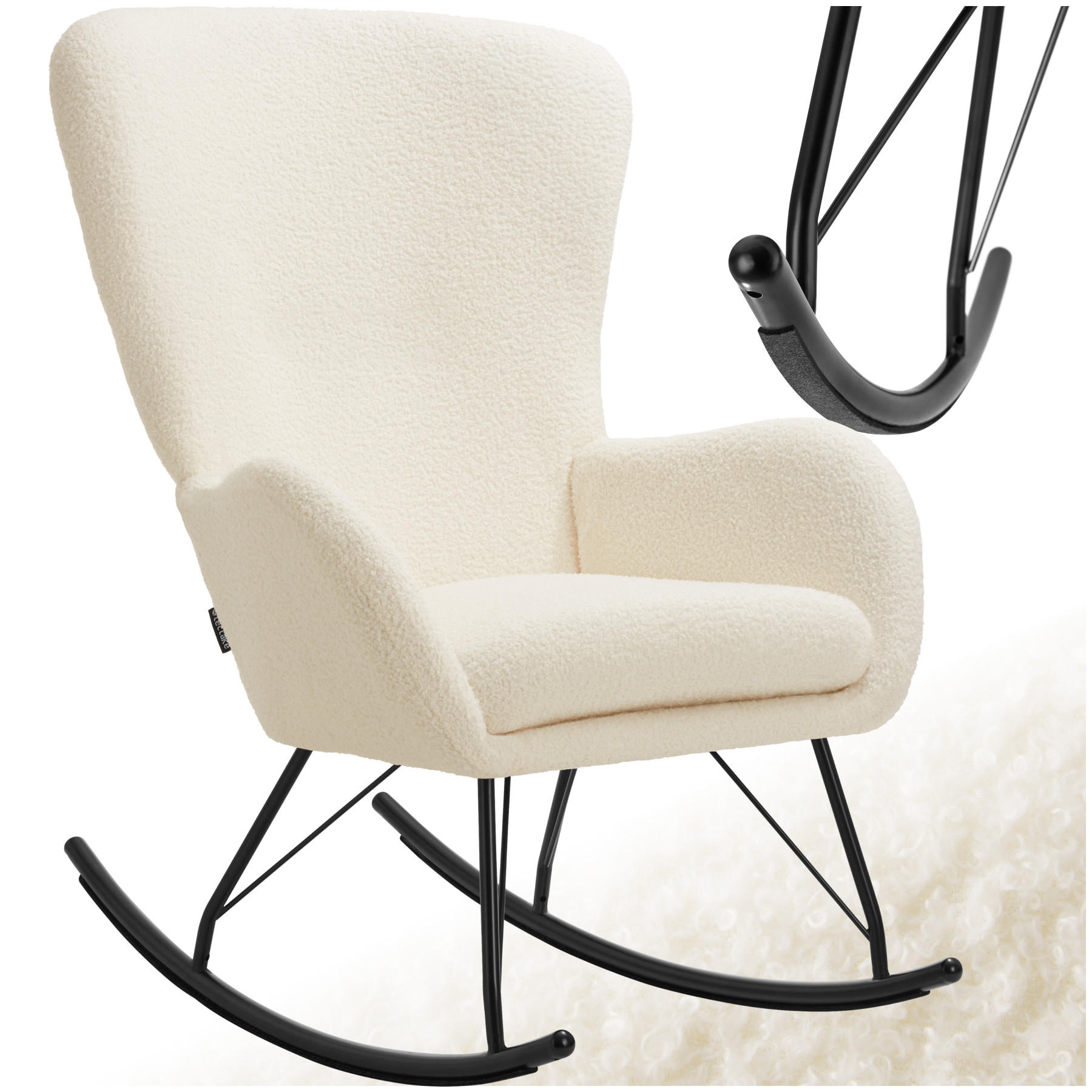 SCHAUKELSTUHL Swing,70 x 93 x 100 cm, Belastbarkeit 120 kg,creme/schwarz - Creme/Schwarz, Kunststoff (70/100/93cm) - tectake