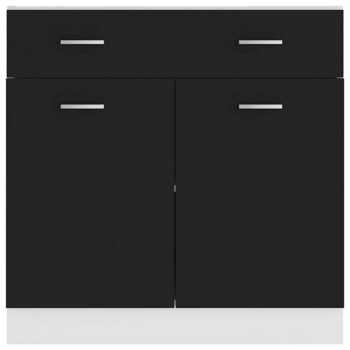 SCHUBUNTERSCHRANK Lyon Schwarz 80/46/81,5 Cm Holzwerkstoff - Schwarz/Grau, Holz/Metall (80/46/46cm) - vidaXL