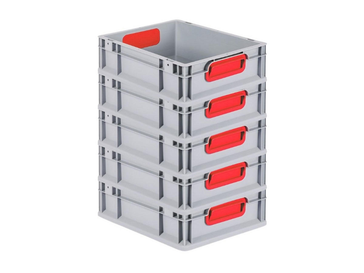 EUROBOX 5x Nextgen Color 12x30x40cm 11 Liter Griffe Rot Geschlossen - Rot, Kunststoff (30/12/40cm) - PROREGAL