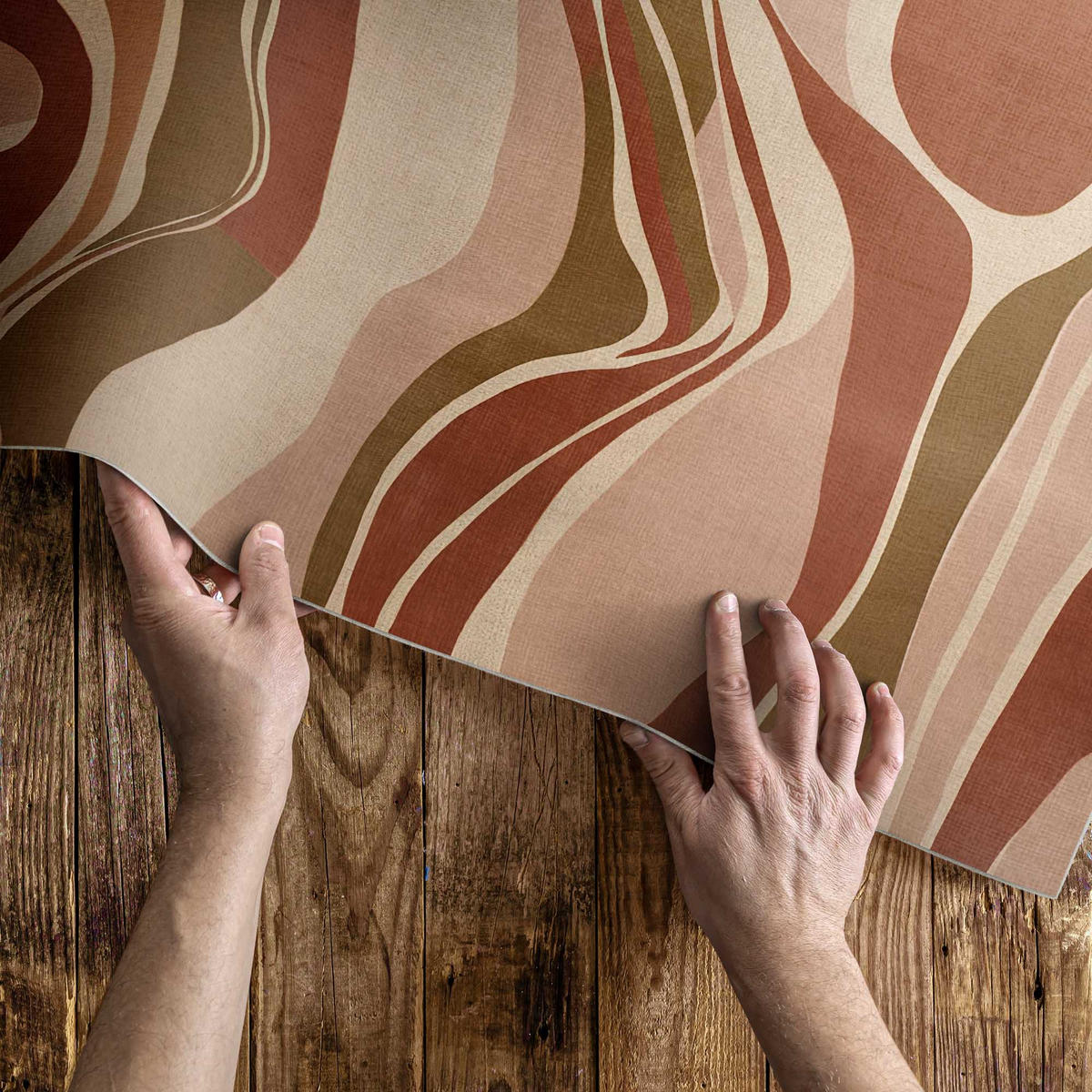 TEPPICH 140x210 cm Abstrakte Flecken Komposition in Boho-Farben - Kastanienfarben, Kunststoff (140/210cm) - Wallfluent