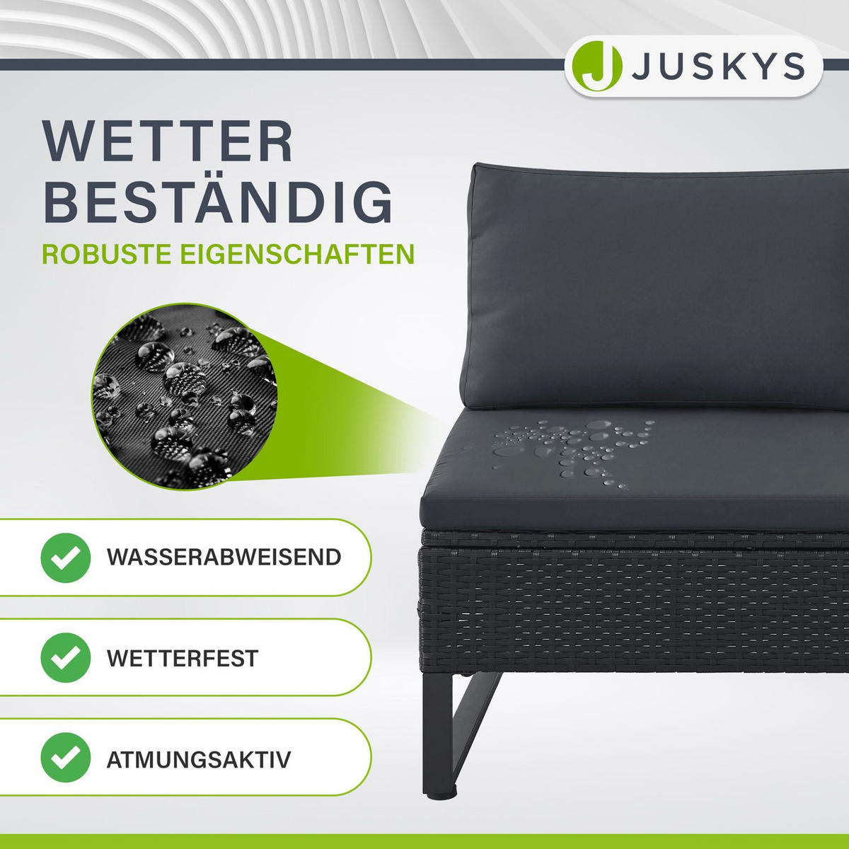 LOUNGEGARNITUR Santorini schwarz / grau - Schwarz, Kunststoff - Juskys