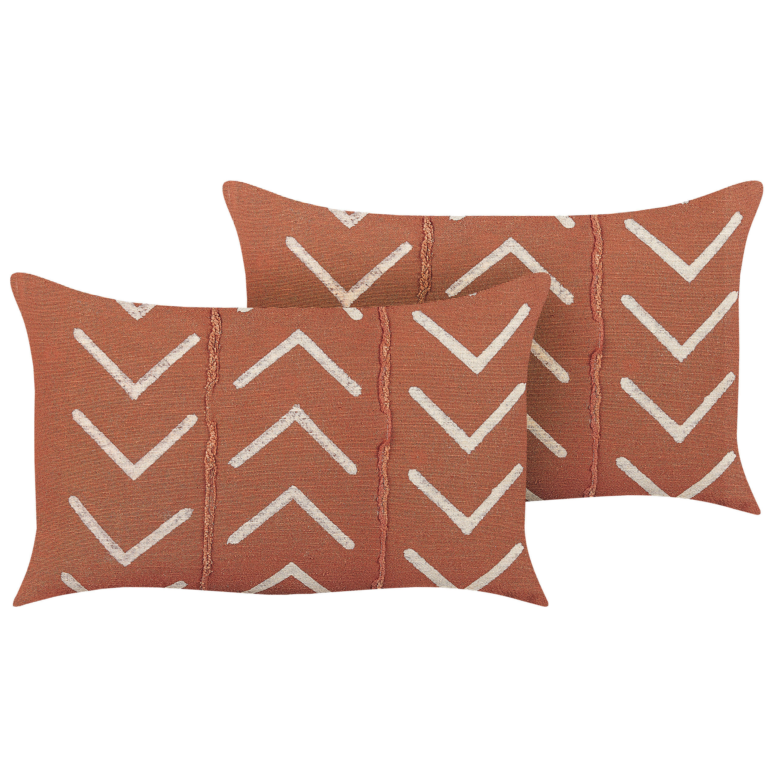 DEKOKISSEN 2er-Set Orange 35/55 cm Albium - Orange, Naturmaterialien/Textil (35/55cm) - Beliani