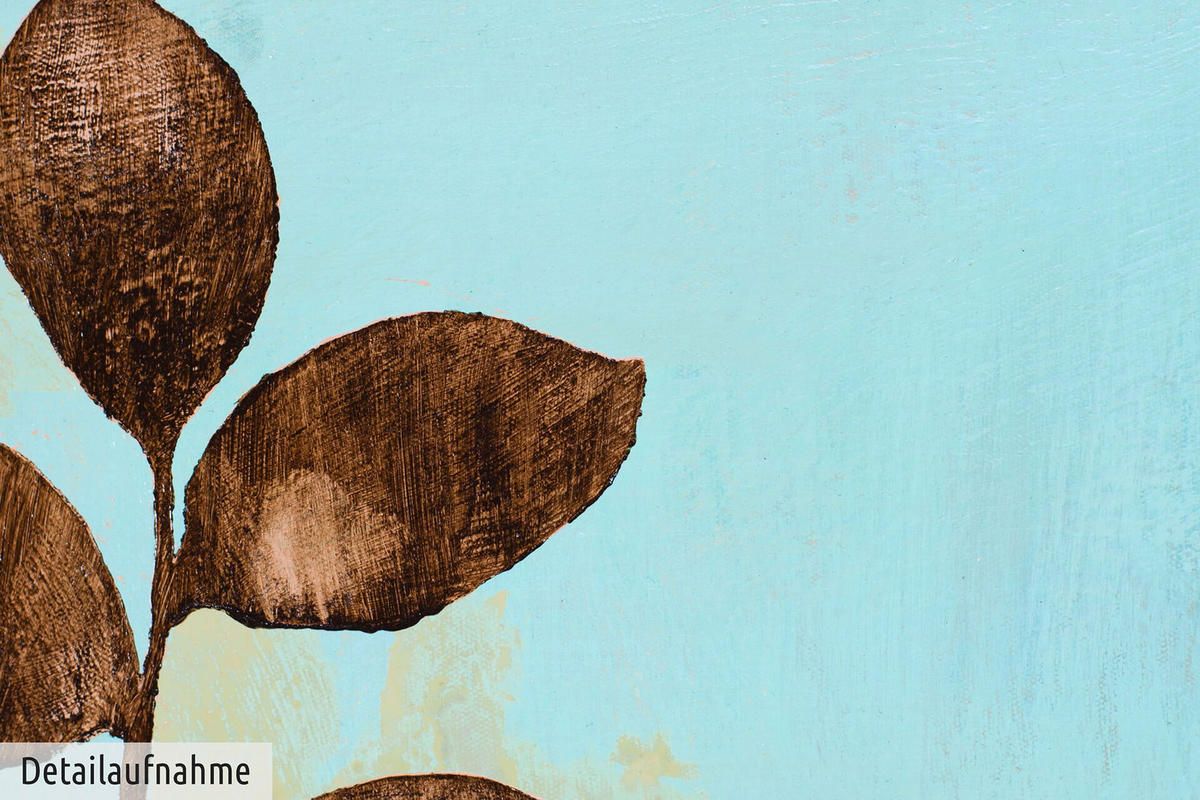 ACRYLBILD HANDGEMALT 80/60 cm - Türkis/Braun, Holz/Textil (1.4/60cm) - KUNSTLOFT