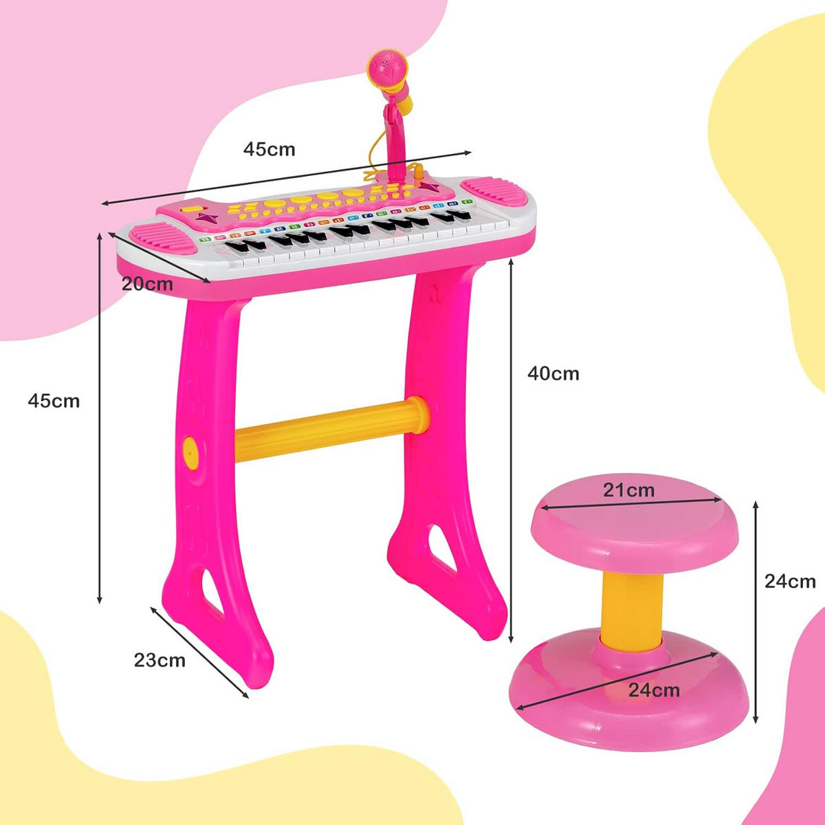 CHILDREN'S Musical Instrument Pink - Pink, Metall (47/20/27cm) - COSTWAY