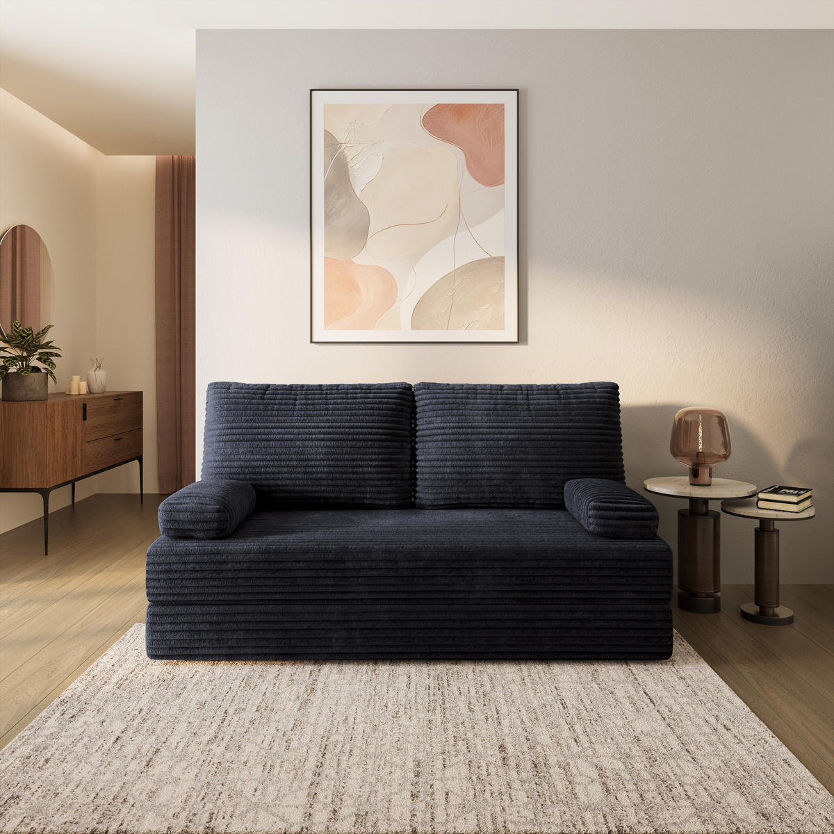 BETTSOFA SILAR aus Schaumstoff Cordstoff Schwarz Schlaffunktion - Schwarz, Textil (170/86/80cm) - MASSENO