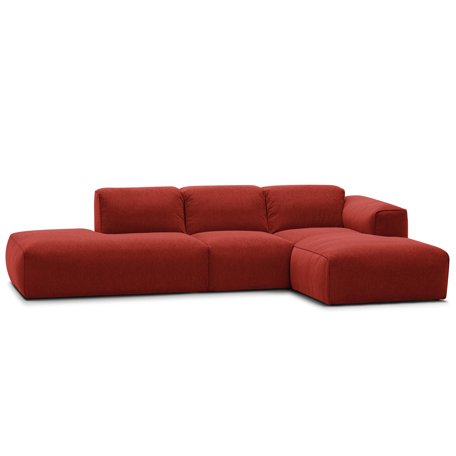 ECKSOFA mit Chaiselongue - Rot/Schwarz, Kunststoff/Textil (290/173cm) - home24