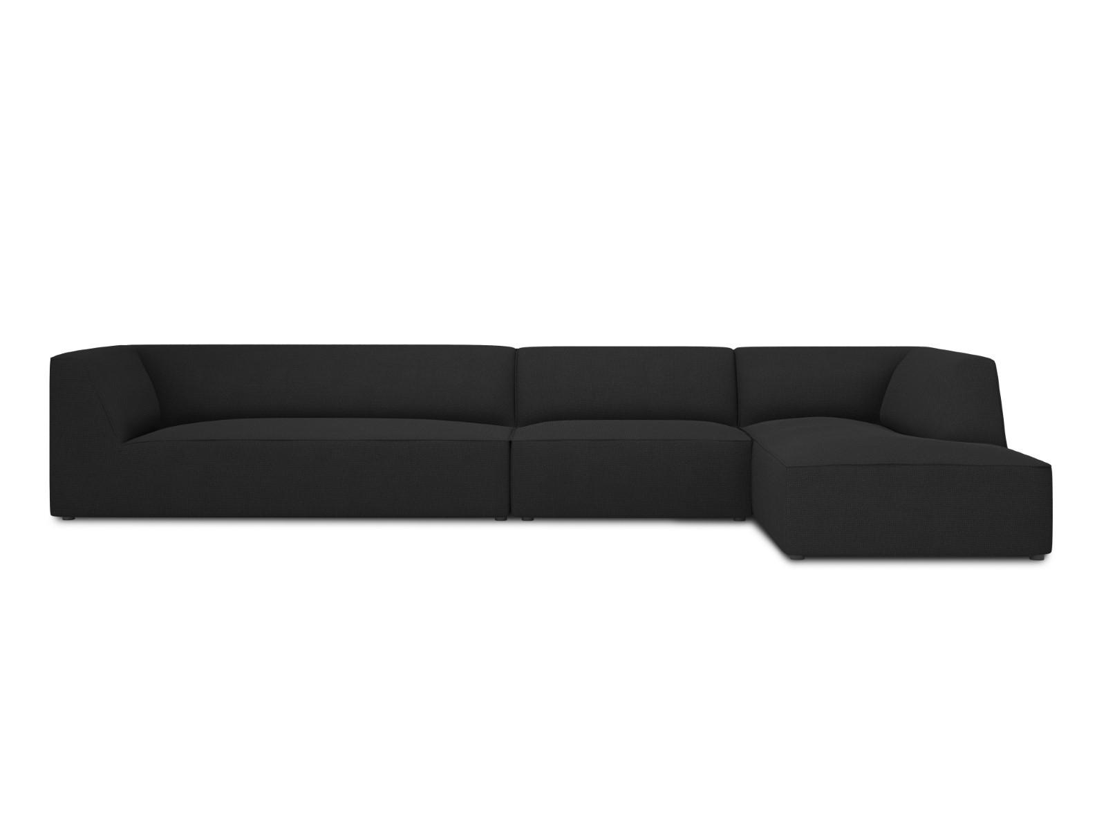 ECKSOFA rechts Ruby aus strukturiertem Stoff schwarz 5 Sitzplätze - Schwarz, Textil (180/366cm) - Micadoni