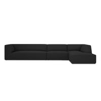 ECKSOFA rechts Ruby aus strukturiertem Stoff schwarz 5 Sitzplätze - Schwarz, Textil (180/366cm) - Micadoni