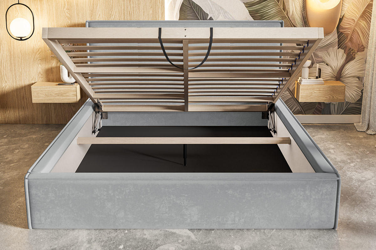 DOPPELBETT 180x200 mit Bettkasten Kyoto, Boucle, Dunkelgrau - Dunkelgrau, Holz/Textil (180/200cm) - Emporius