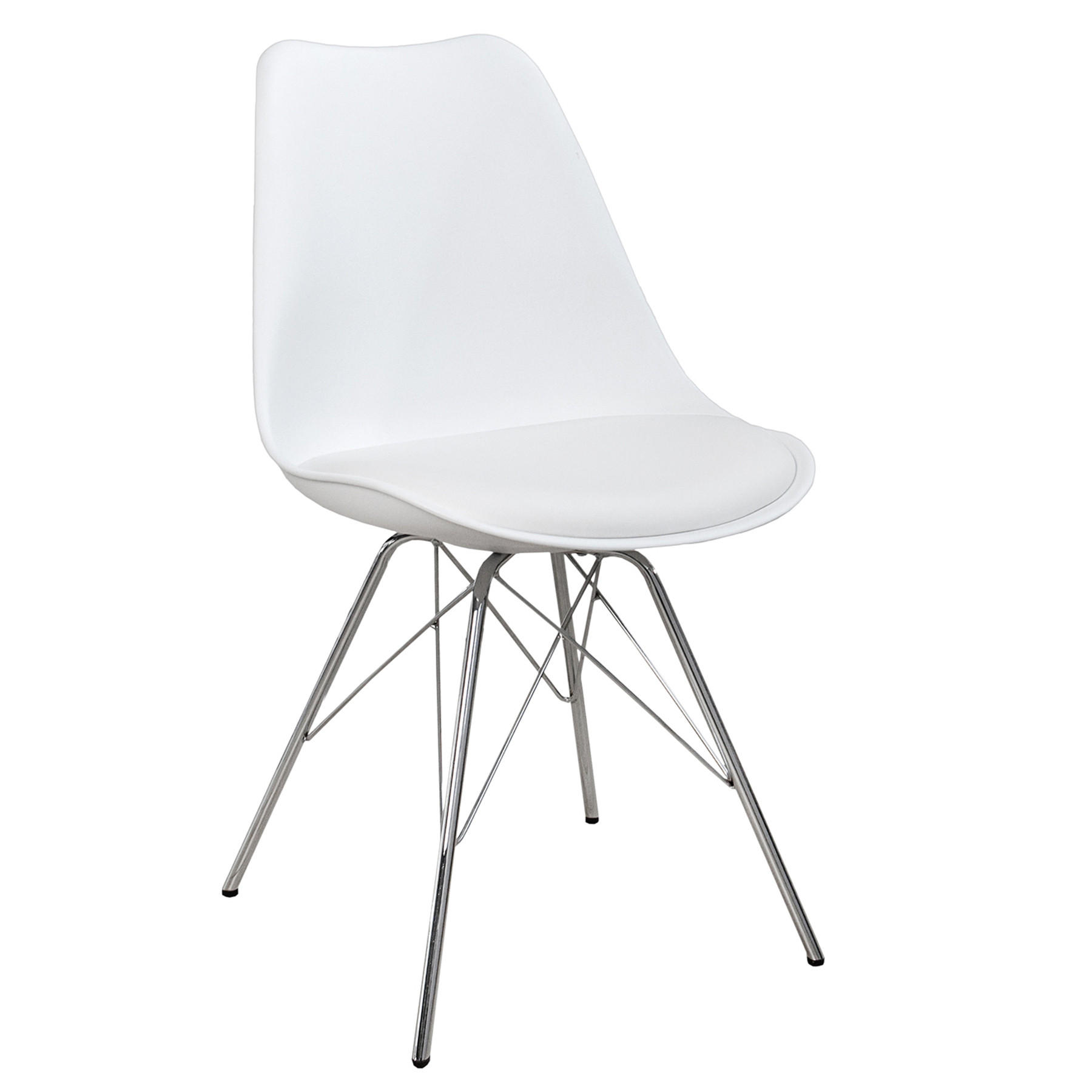 STUHL SCANDINAVIA MEISTERSTÜCK Kunstleder Weiß 85 cm - Silberfarben/Weiß, Kunststoff/Metall (50/85/60cm) - riess-ambiente