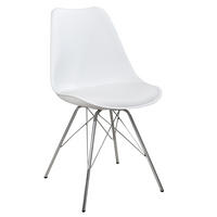 STUHL SCANDINAVIA MEISTERSTÜCK Kunstleder Weiß 85 cm - Silberfarben/Weiß, Kunststoff/Metall (50/85/60cm) - riess-ambiente