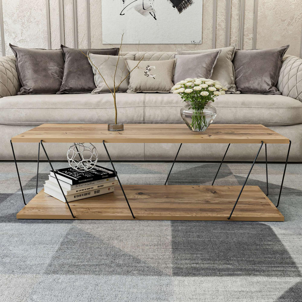 COUCHTISCH zisino Braun - Braun, Holz (120/50/30cm) - Habitat Garten