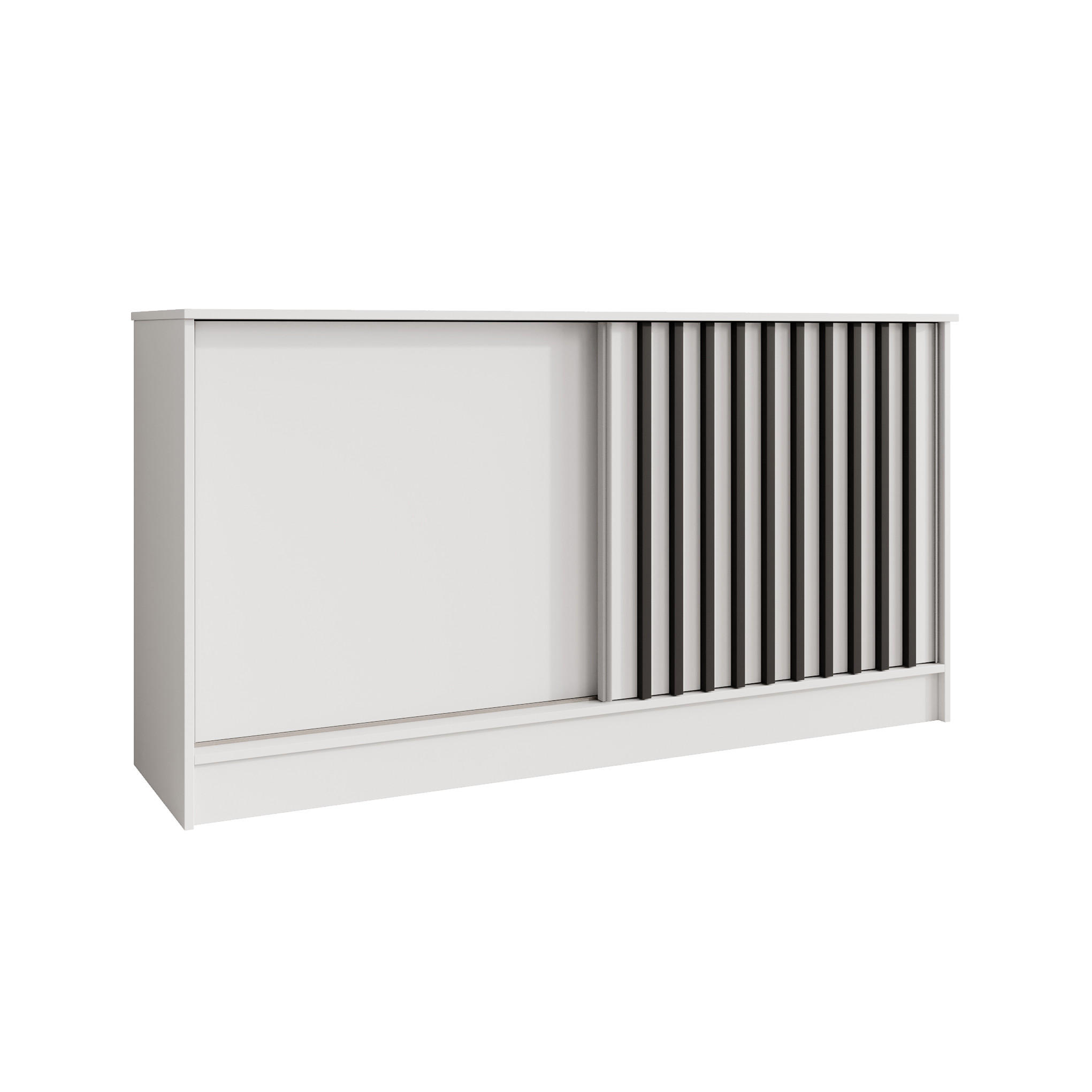 KOMMODE Horizon mit 2 Schiebetüren, Weiß, 160 cm - Schwarz/Weiß, Holzwerkstoff (161/85/43.5cm) - Beautysofa