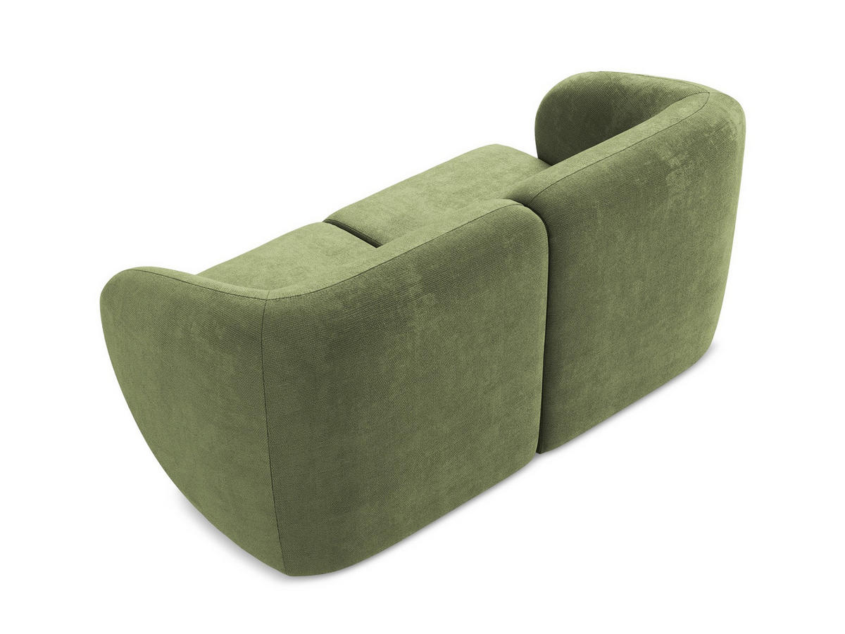 2-SITZER-SOFA Chenille Stoff Grün - Schwarz/Grün, Holzwerkstoff/Kunststoff (174/75/94cm) - Makamii
