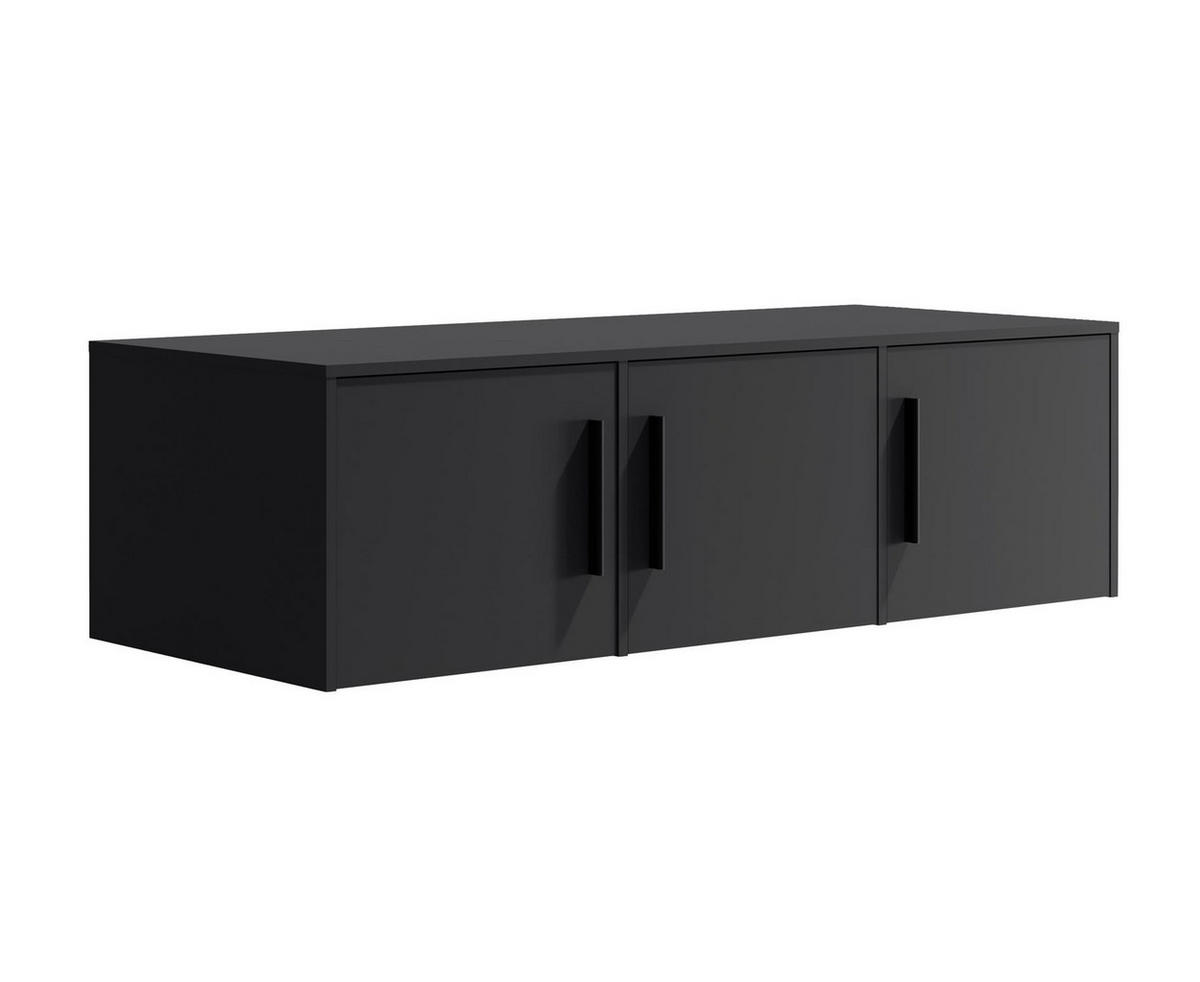 KLEIDERSCHRANK Maxivo Schwarz, dreitüriger Kippschrank mit Schubladen und Spiegel, Erweiterung - Schwarz, Holzwerkstoff (150/248/59cm) - Bettso