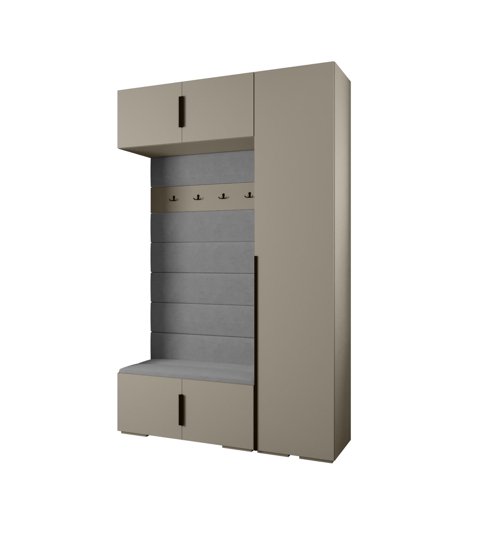 Abiks Möbel Garderoben-Set Kaschmir, Grau, Schwarz 150x236.7x47 cm