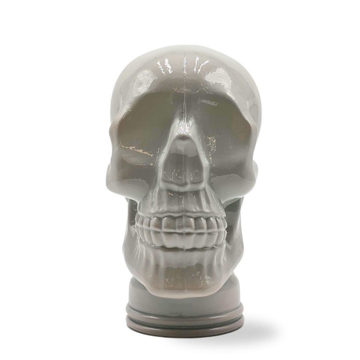 KOPFHÖRERSTÄNDER TOTENKOPF Glas OP3 hellgrau - Hellgrau, Glas (19/26/19cm) - DESIGN DELIGHTS