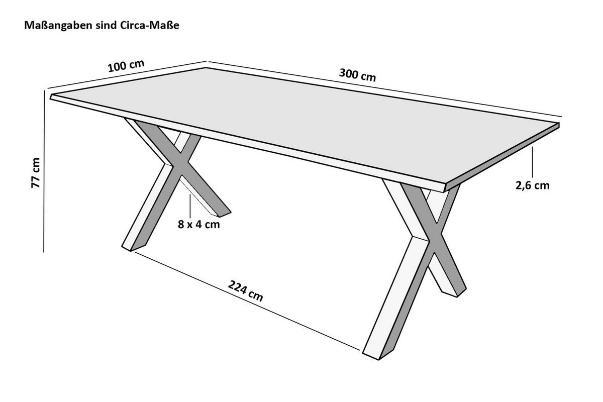 ESSTISCH FREDERIK - Schwarz/Braun, Holz/Metall (100/300/77cm) - SAM