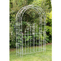 ROSENBOGEN mit Tür Metall Verzinkt Breite 140 cm Massiv - Grau, Metall (140/225/37cm) - DanDiBo