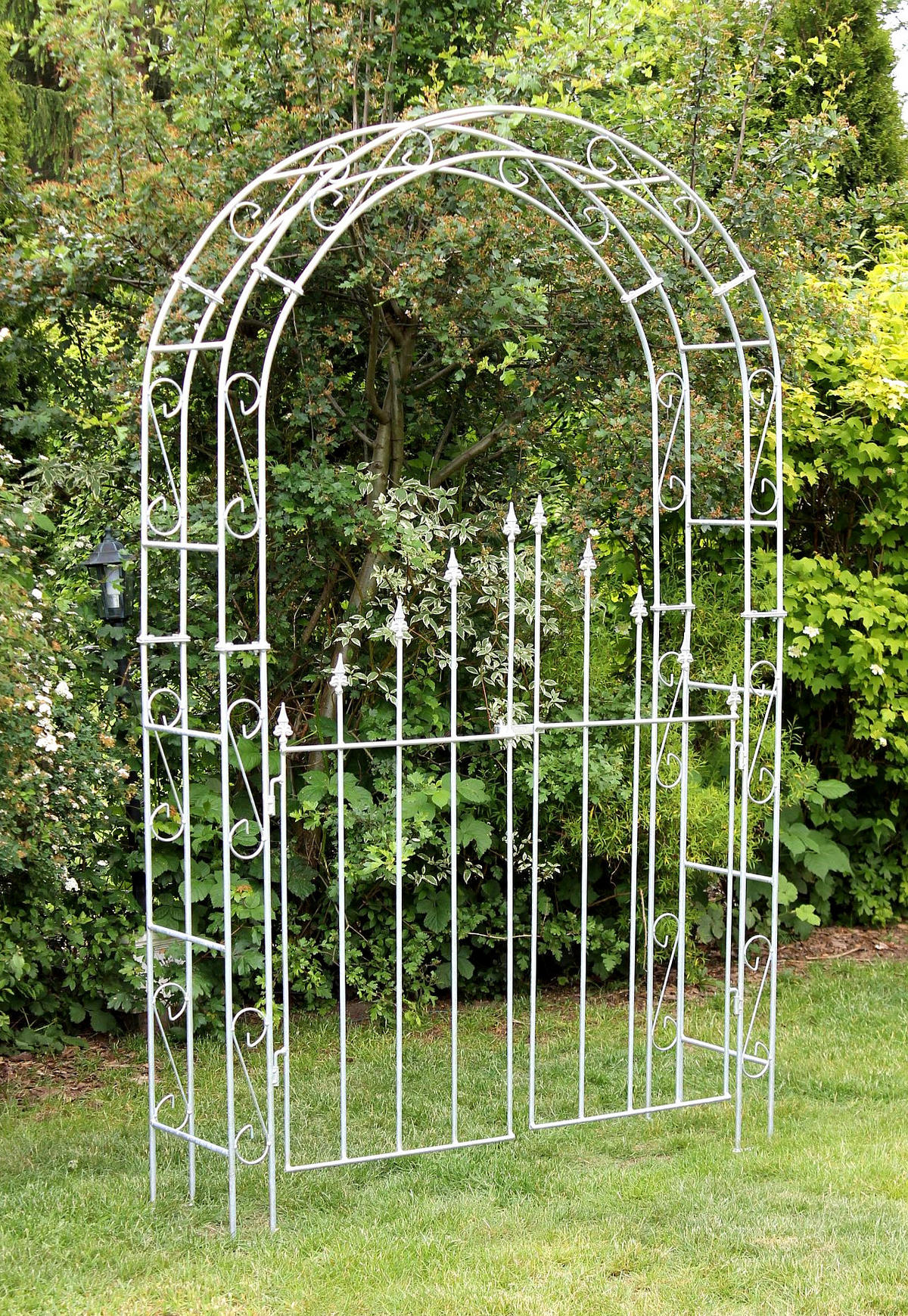 ROSENBOGEN mit Tür Metall Verzinkt Breite 140 cm Massiv - Grau, Metall (140/225/37cm) - DanDiBo