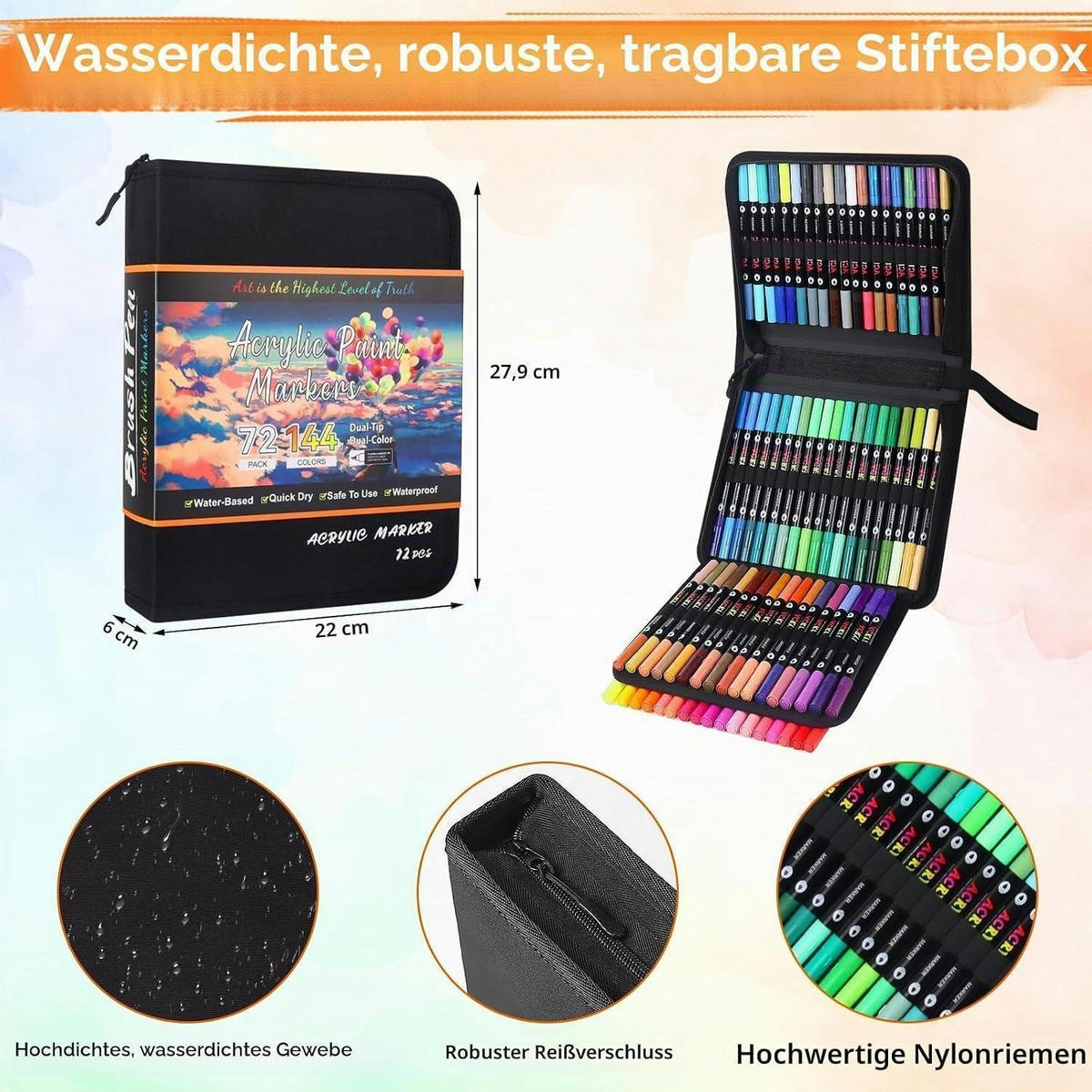 ACRYLSTIFTE Set 72 Stück / 144 Farben Dual Tip - Multicolor, Kunststoff (10/5/15cm)