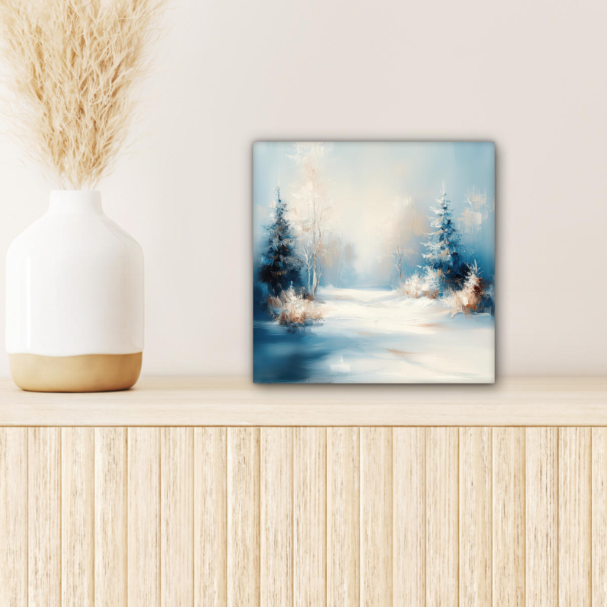 LEINWANDBILD Wald - Winter - Natur - Abstrakt - Schnee 20x20 cm - Weiß, Textil (20/20cm) - MuchoWow