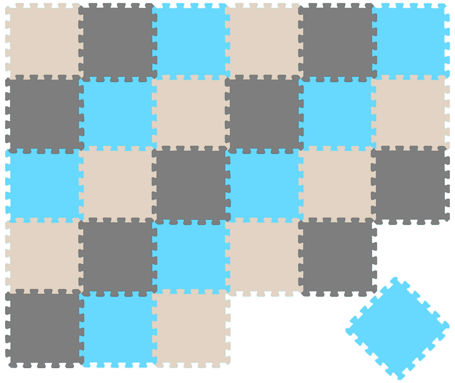 SPIELMATTE ab Null - 270/90 cm Puzzlematte Grau - Multicolor, Kunststoff (30/30cm) - Littletom