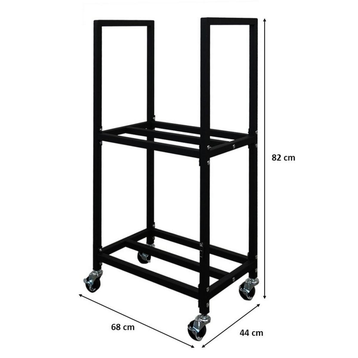 KAMINHOLZREGAL Phoenix innen & außen mit Rollen 82x44x28cm Schwarz - Schwarz, Metall (44/82/28cm) - PROREGAL