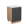 KÜCHENUNTERSCHRANK Fame-Line Anthrazit-Gold 60 cm mit Schublade AP Marmor - Honigeiche/Anthrazit, Holzwerkstoff (60/82/60cm) - Vicco