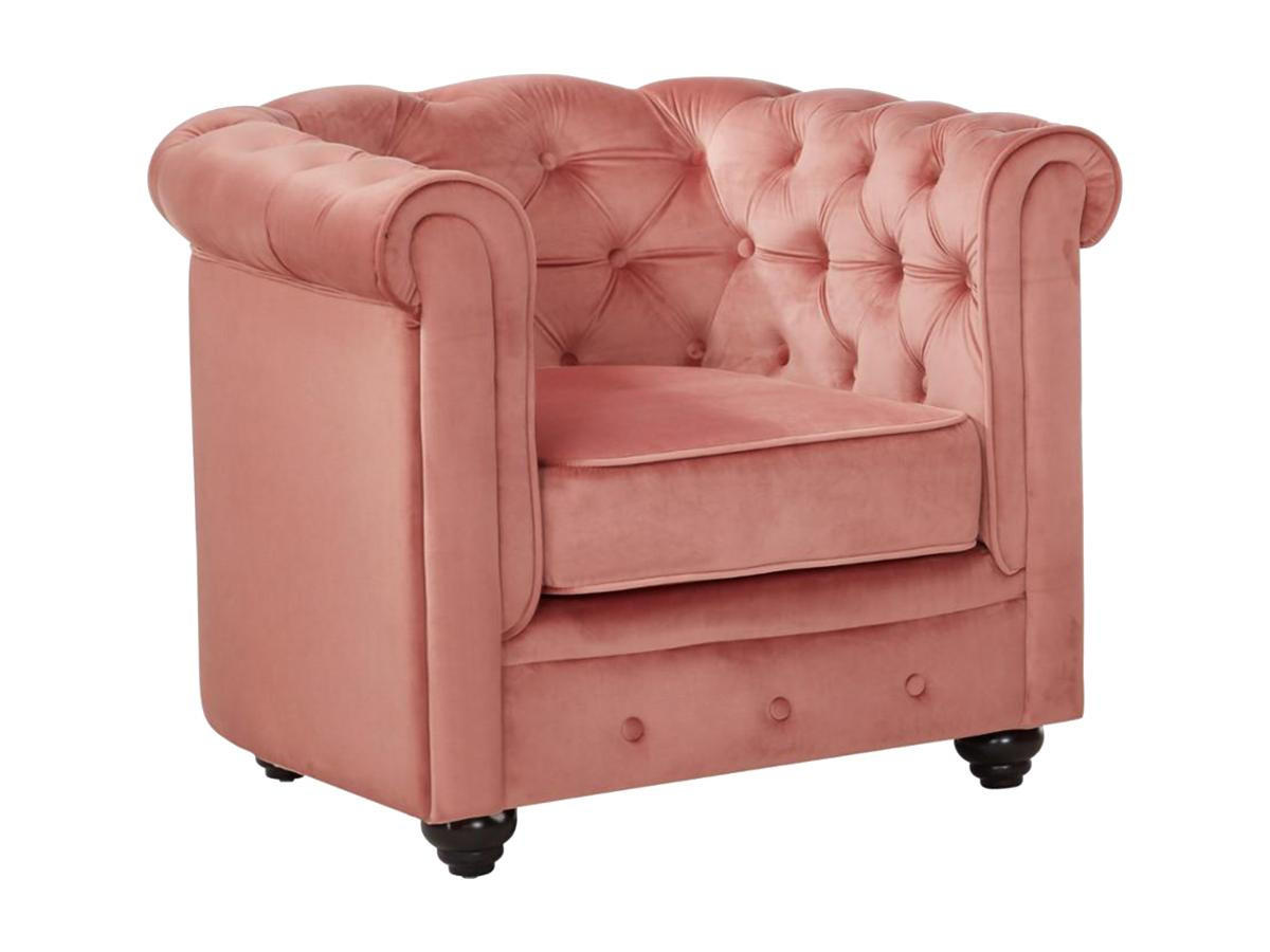 SESSEL - Samt - Rosa - CHESTERFIELD - Pink, Textil (78/72/85cm) - Vente-Unique