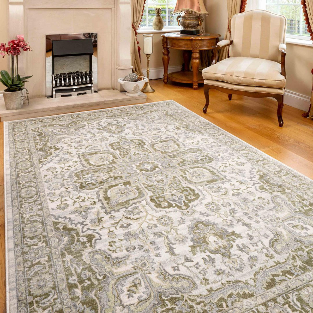 WEBTEPPICH Catlaine Getty Green Grün - Grün, Textil (119/170cm) - Kukoon Rugs