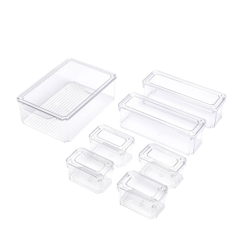 KÜHLSCHRANKBOXEN 7-TLG. mit Deckel Transparent PET - Transparent, Kunststoff (30/9.8/20cm) - Livingandhome