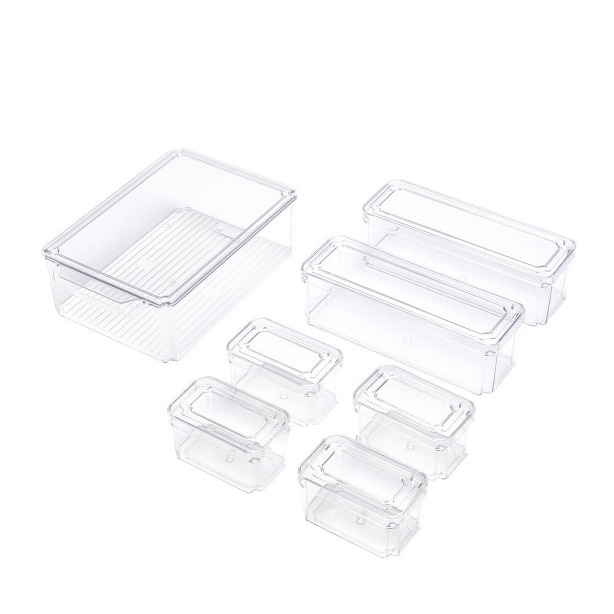 KÜHLSCHRANKBOXEN 7-TLG. mit Deckel Transparent PET - Transparent, Kunststoff (30/9.8/20cm) - Livingandhome