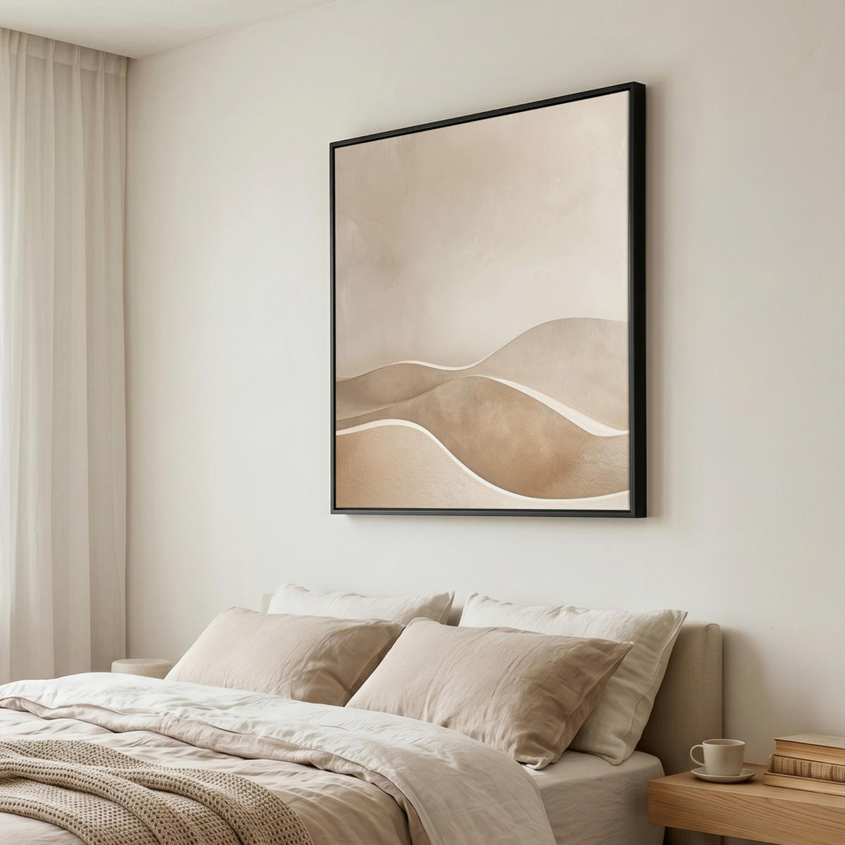LEINWAND Bilder mit Rahmen - Beige - Natur - Abstrakt - Modern - 90x90 - Beige, Textil (90/90cm) - MuchoWow