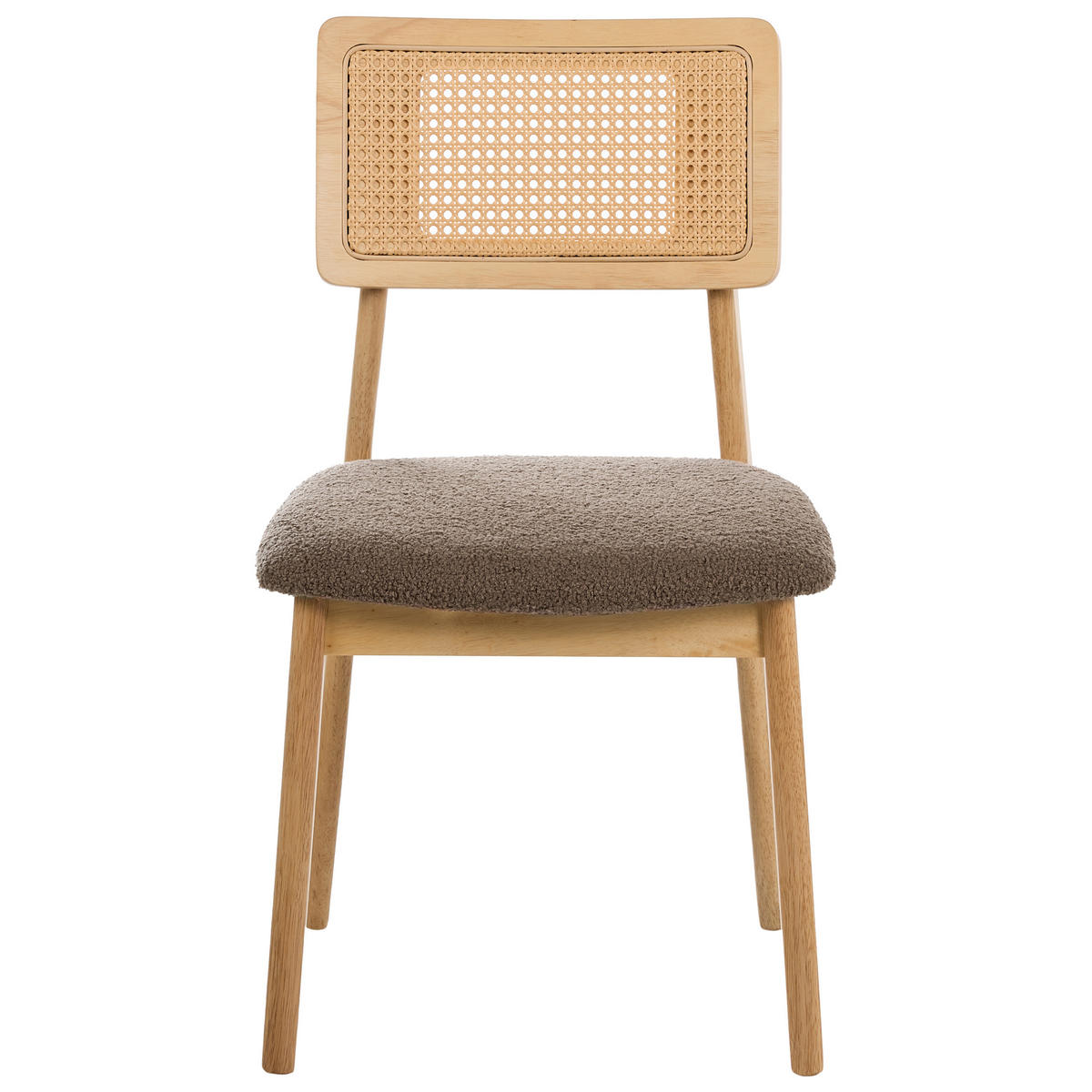 ESSZIMMERSTUHL 2er Set Holz Hellbraun/Taupe Embar - Hellbraun, Holz (50/86/52cm) - Beliani