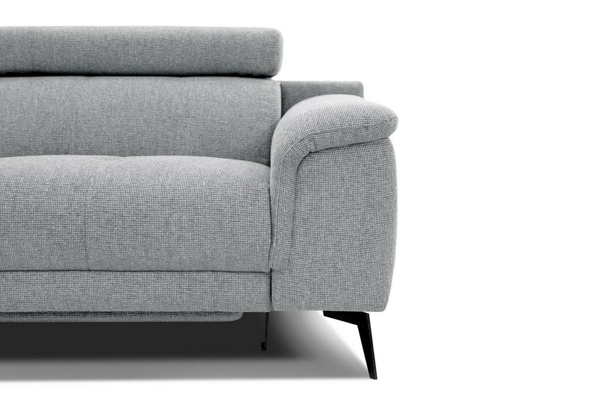 RELAXSOFA FIERO 3-Sitzer mit 1 Relaxfunktion, silberfarben - Silberfarben/Schwarz, Holzwerkstoff/Textil (212/82/103cm) - Courtois Laville