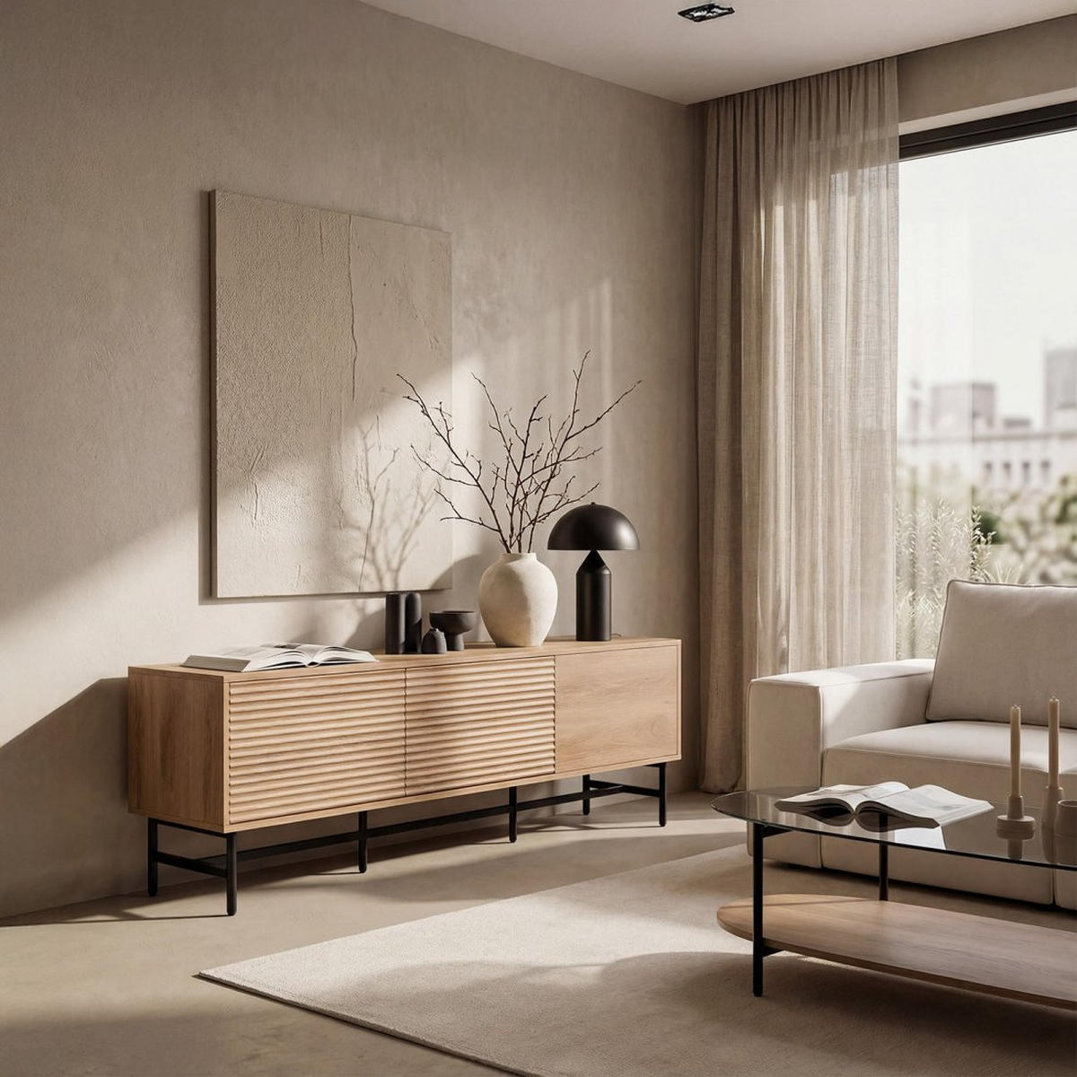 TV-ELEMENT Land Natürlich 160 cm x 55 cm - Naturfarben, Holzwerkstoff (160/55/40cm) - Klast Home