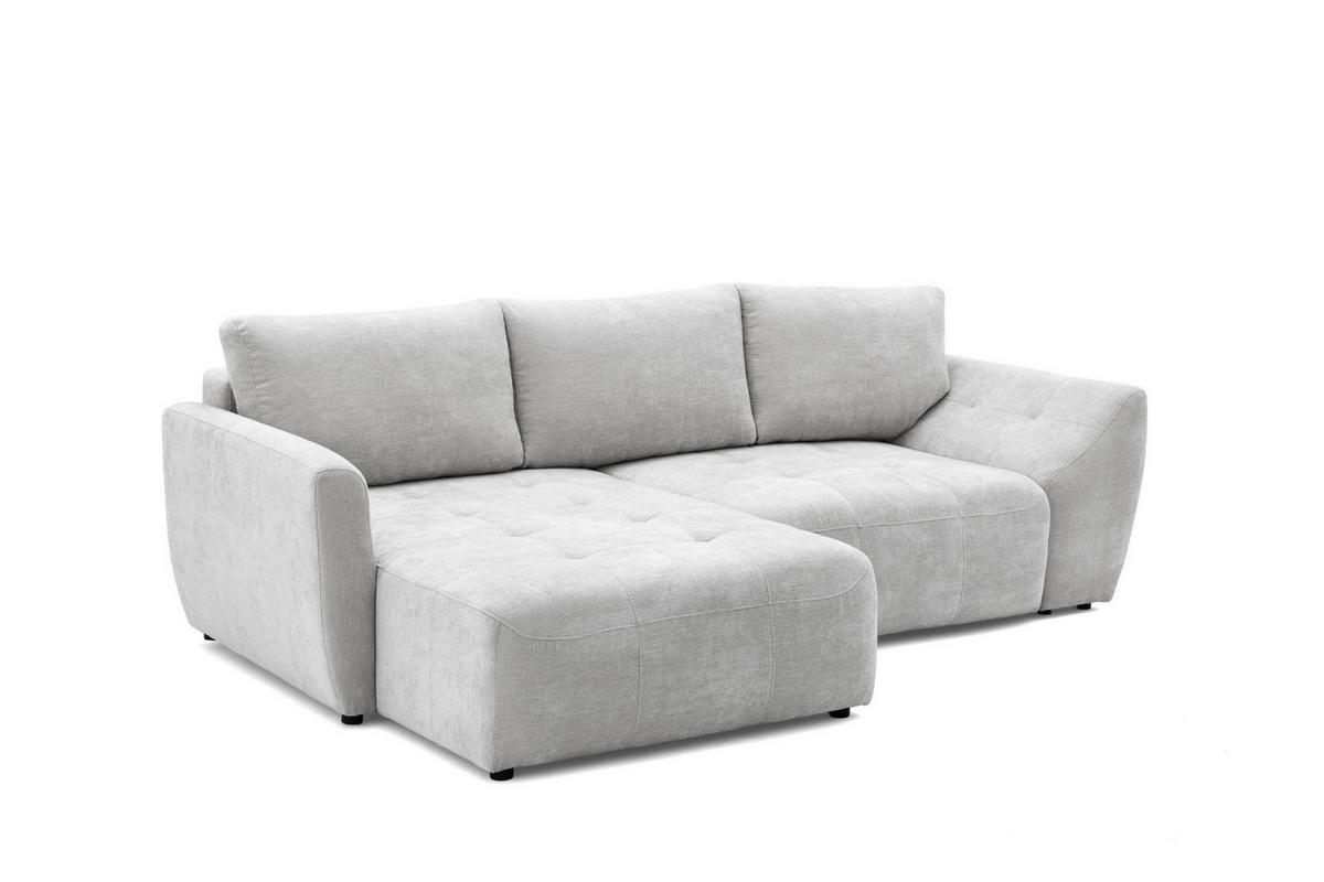 ECKSOFA NICE L Links mit Schlaffunktion 137x204 Chenille Hellgrau - Hellgrau/Schwarz, Holz/Textil (260/165cm) - Muffo
