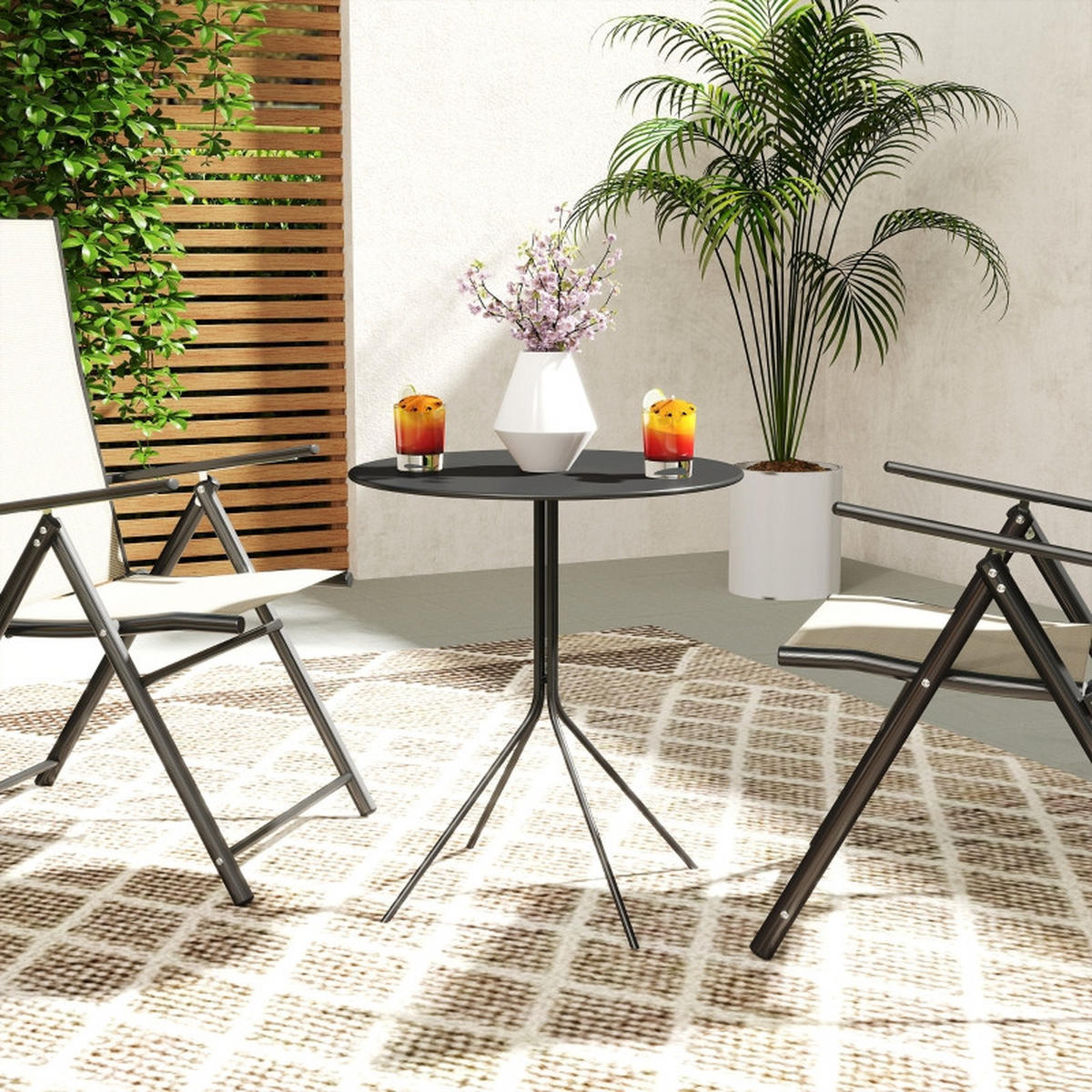 GARTENTISCH klappbar Ø60 cm – SCHWARZ - Schwarz, Metall (60/60/71cm) - ComfortXL