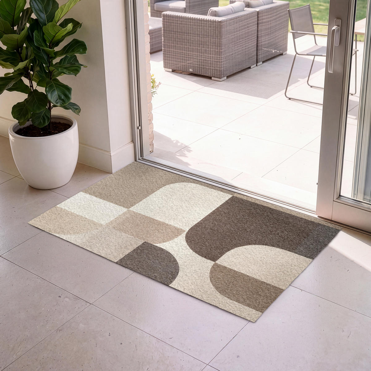 ROHOŽKA Geometrické - Tkaná struktura - Moderní 120x80 cm - béžová, textil/umělá hmota (120/0.4cm) - MuchoWow
