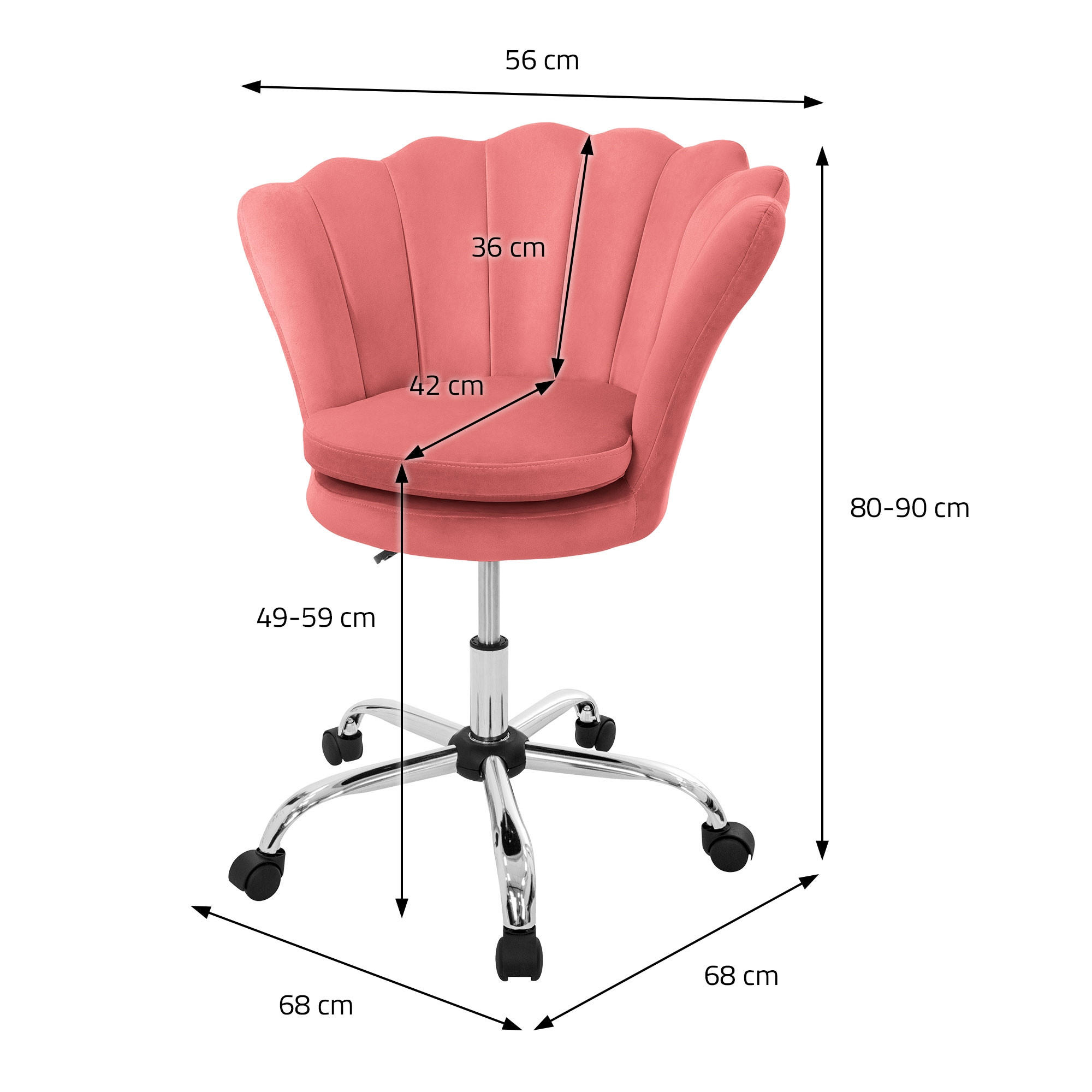 DREHSTUHL Kunstfell Rosa - Rosa, Metall (68/90/68cm) - ML-DESIGN
